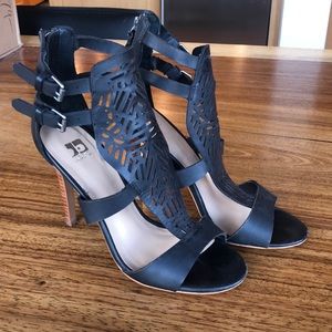 Joe’s Jeans High Heels Black Leather Laser Cutout - Size 7
